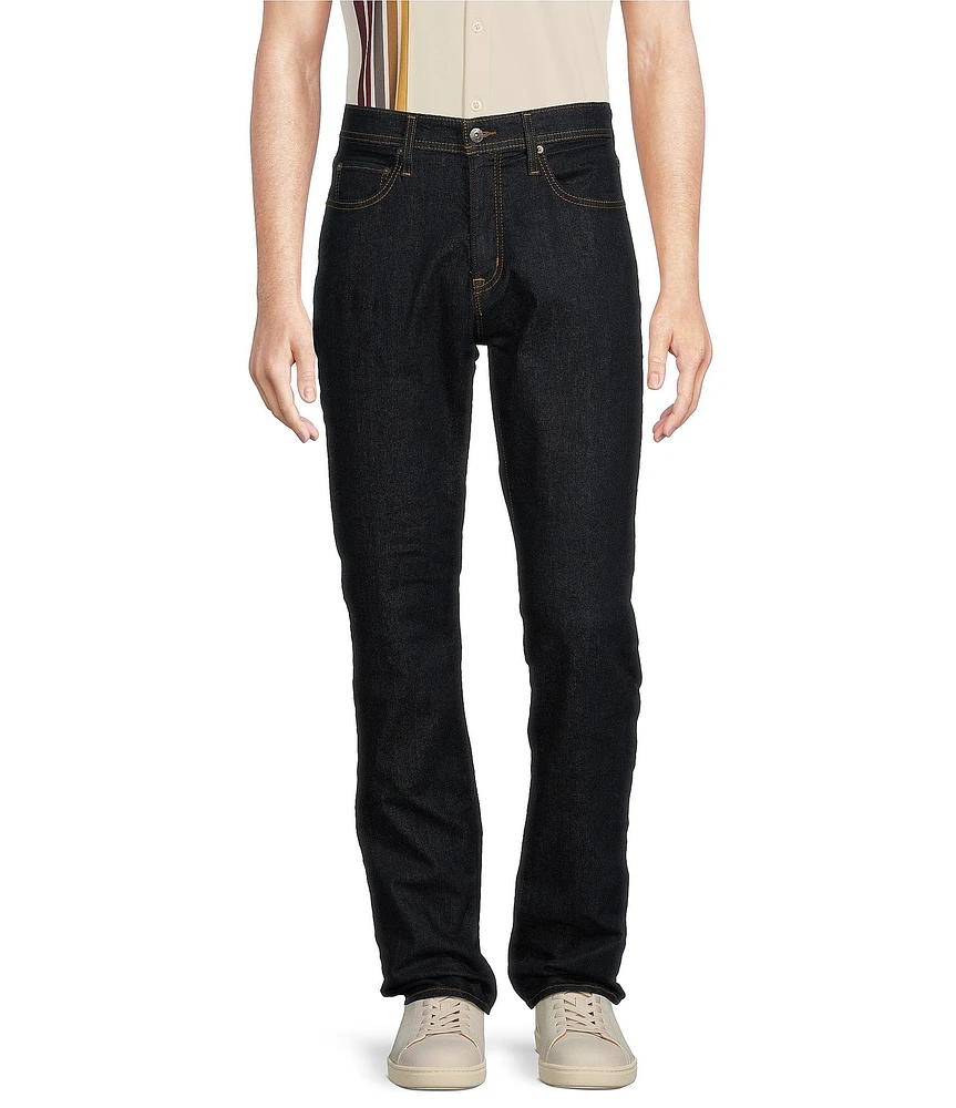 Premium Denim Relaxed Straight Fit Dark Wash Stretch Jeans