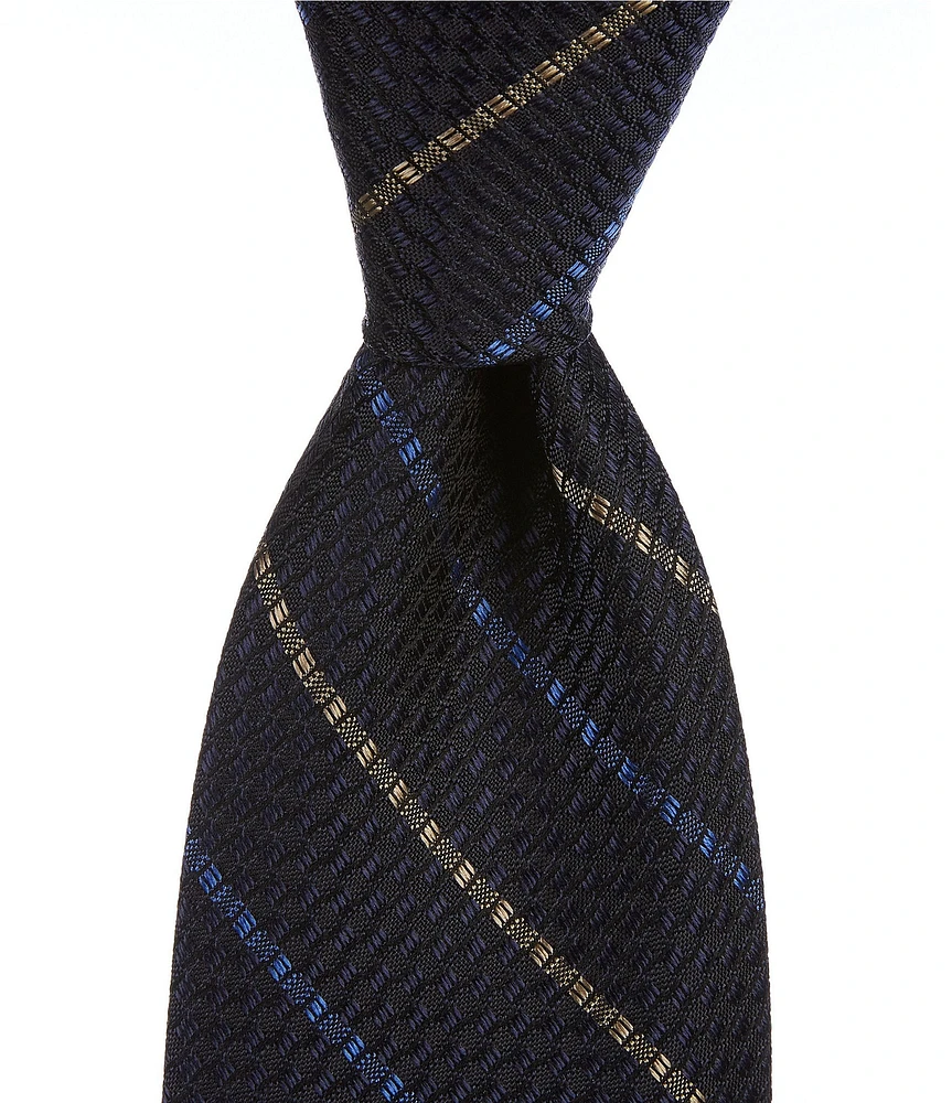 Cremieux Leon Textured Stripe 3 1/8#double; Woven Silk Tie