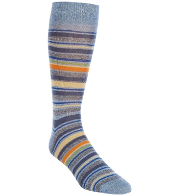 Cremieux Linen-Blend Stripe Heel/Toe Crew Dress Socks