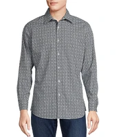 Cremieux Premium Denim Mini Geometric Print Stretch Long Sleeve Woven Shirt