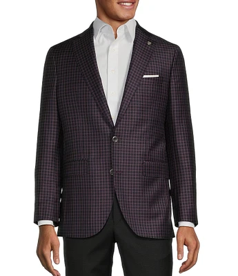 Cremieux Modern Fit Dark Plaid Pattern Wool Sport Coat