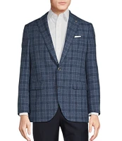 Cremieux Modern Fit Allover Blue Plaid Pattern Sport Coat