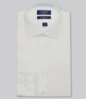 Cremieux Non-Iron Slim-Fit Spread Collar White Textured Dobby Dress Shirt