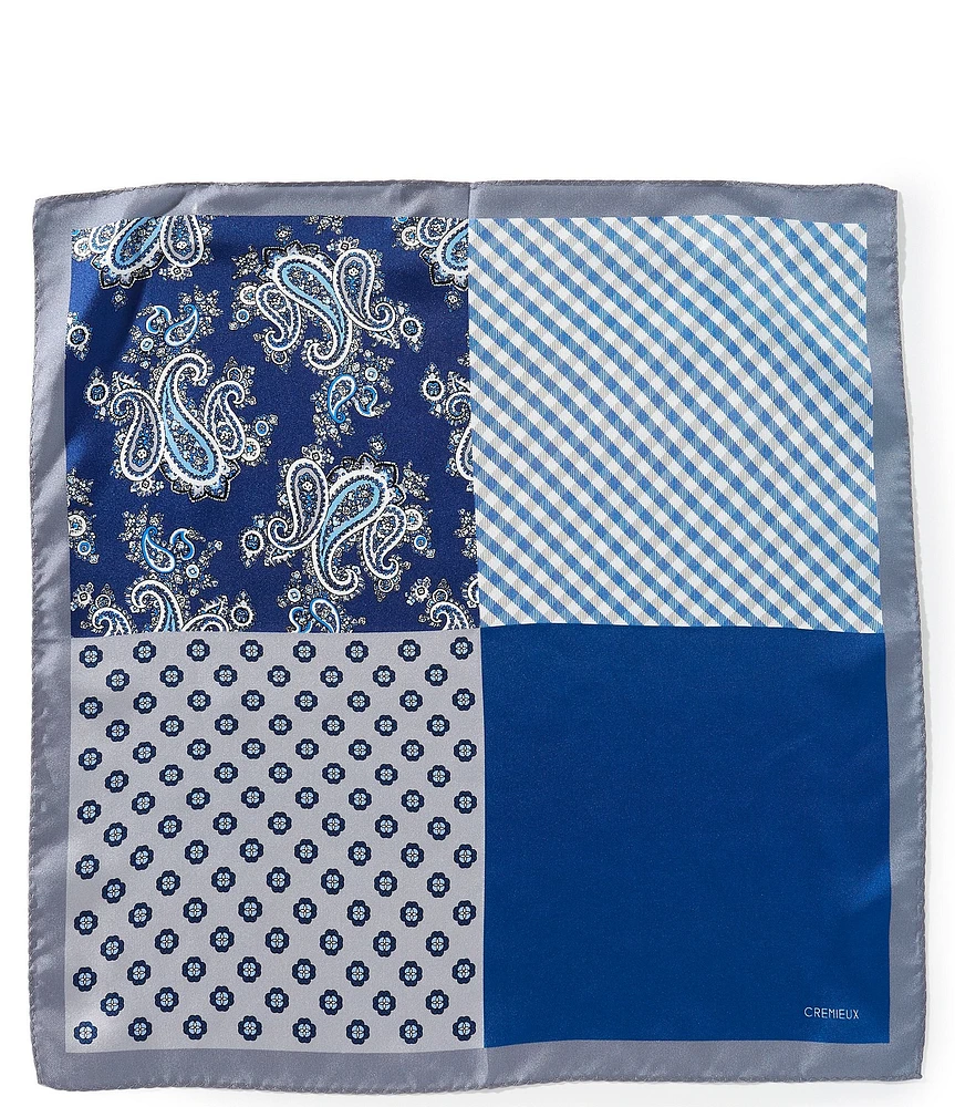 Cremieux Pine Mini Medallions 4 Square Silk Pocket Square