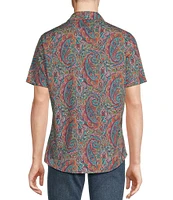 Cremieux Premium Denim Big & Tall Large Paisley Print Stretch Short Sleeve Woven Shirt