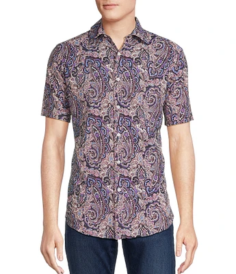 Cremieux Premium Denim Big & Tall Paisley Print Short Sleeve Woven Shirt