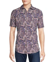Cremieux Premium Denim Big & Tall Paisley Print Short Sleeve Woven Shirt