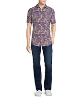 Cremieux Premium Denim Big & Tall Paisley Print Short Sleeve Woven Shirt