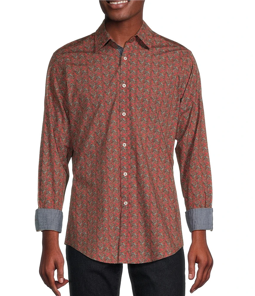 Cremieux Premium Denim Big & Tall Small Paisley Stretch Long Sleeve Woven Shirt