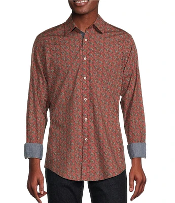 Cremieux Premium Denim Big & Tall Small Paisley Stretch Long Sleeve Woven Shirt