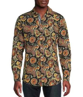 Cremieux Premium Denim Dark Paisley Stretch Long Sleeve Woven Shirt