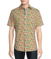 Cremieux Premium Denim Floral Paisley Print Stretch Short-Sleeve Woven Shirt