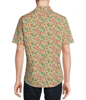Cremieux Premium Denim Floral Paisley Print Stretch Short-Sleeve Woven Shirt