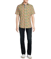 Cremieux Premium Denim Floral Paisley Print Stretch Short-Sleeve Woven Shirt
