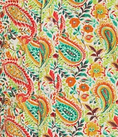 Cremieux Premium Denim Floral Paisley Print Stretch Short-Sleeve Woven Shirt