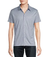 Cremieux Premium Denim Geometric Print Coat Front Knit Shirt