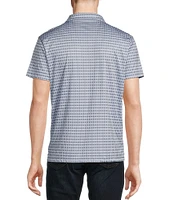 Cremieux Premium Denim Geometric Print Coat Front Knit Shirt