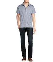 Cremieux Premium Denim Geometric Print Coat Front Knit Shirt