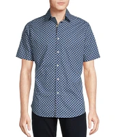 Cremieux Premium Denim Geometric Print Stretch Short Sleeve Woven Shirt