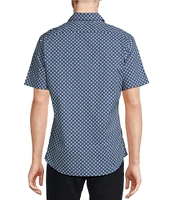 Cremieux Premium Denim Geometric Print Stretch Short Sleeve Woven Shirt