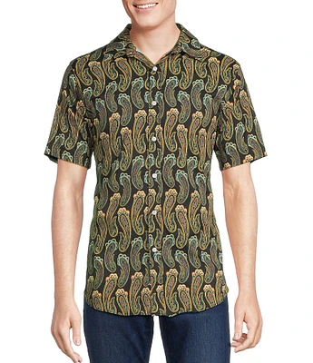 Cremieux Premium Denim Modern Paisley Print Short Sleeve Woven Shirt