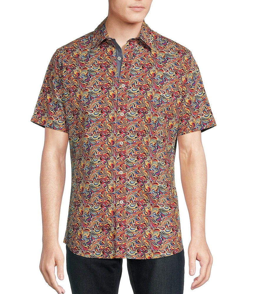 Cremieux Premium Denim Modern Paisley Print Stretch Short-Sleeve Woven Shirt