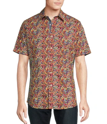 Cremieux Premium Denim Modern Paisley Print Stretch Short-Sleeve Woven Shirt