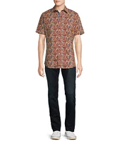 Cremieux Premium Denim Modern Paisley Print Stretch Short-Sleeve Woven Shirt