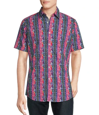 Cremieux Premium Denim Multi Color Pattern Stretch Short-Sleeve Woven Shirt