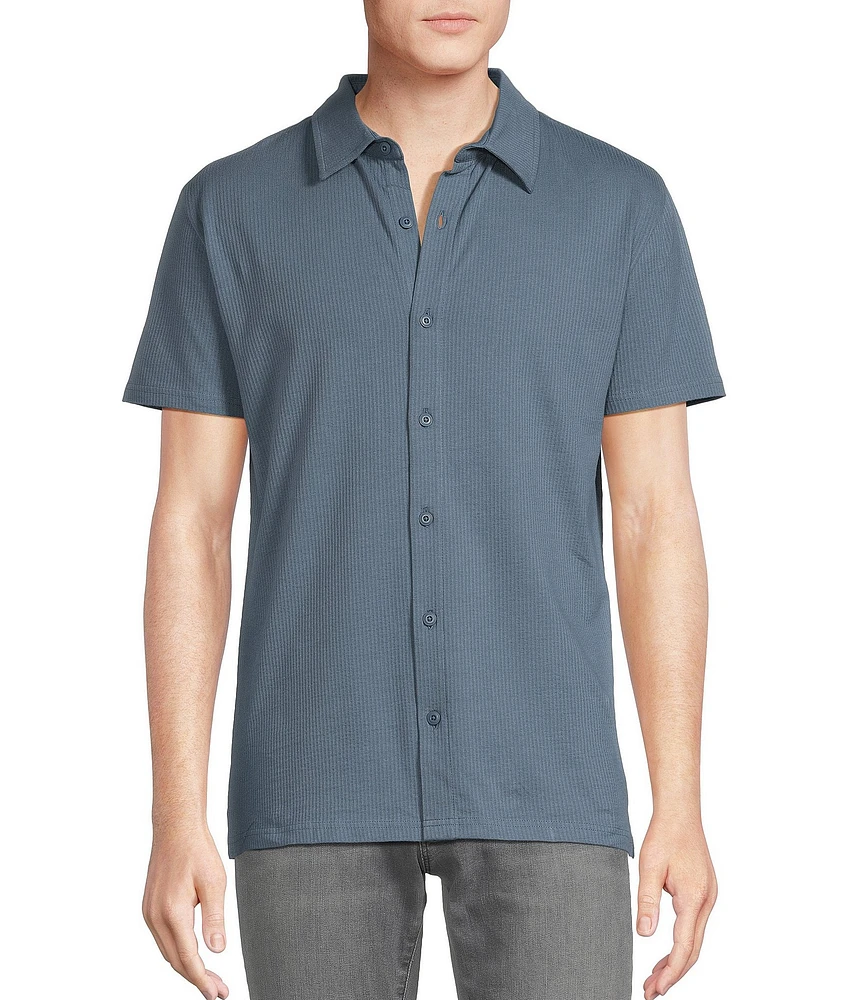 Cremieux Premium Denim Seersucker Coat Front Knit Shirt
