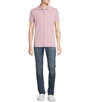 Cremieux Premium Denim Solid Coat Front Knit Shirt