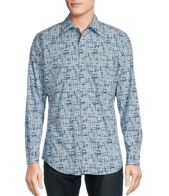 Cremieux Premium Denim Stretch Abstract Print Long Sleeve Woven Shirt