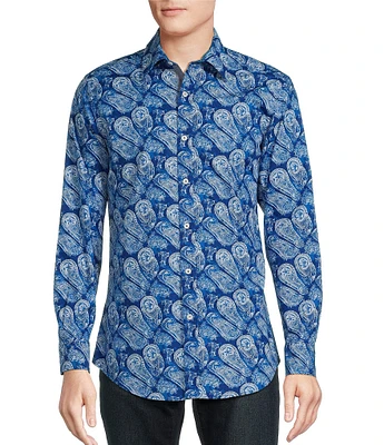 Cremieux Premium Denim Stretch Denim Print Long Sleeve Woven Shirt