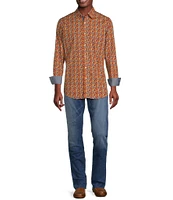 Cremieux Premium Denim Stretch Geo Print Long Sleeve Woven Shirt