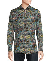 Cremieux Premium Denim Stretch Paisley Print Long Sleeve Woven Shirt