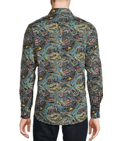 Cremieux Premium Denim Stretch Paisley Print Long Sleeve Woven Shirt