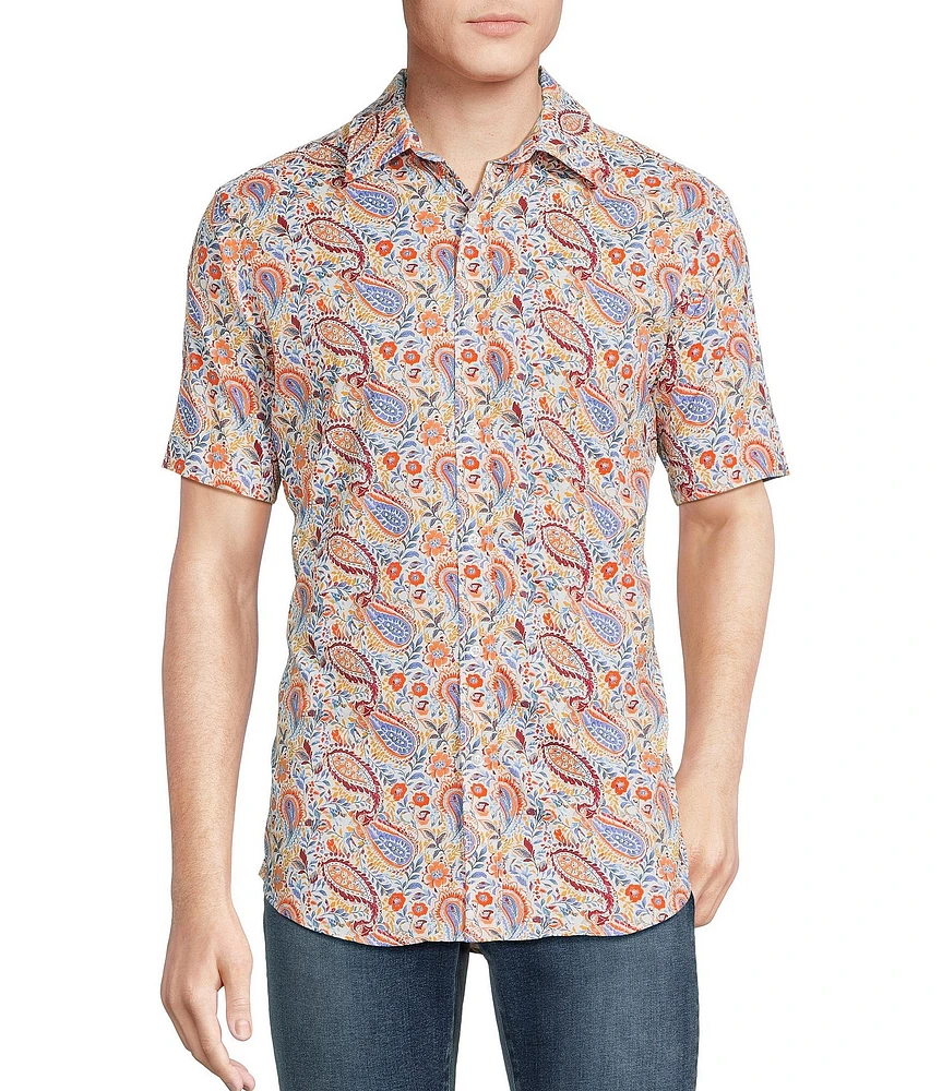 Cremieux Premium Paisley Print Short Sleeve Woven Shirt