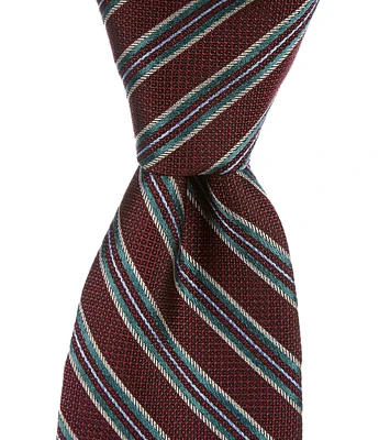 Cremieux Preppy Stripe 3#double; Woven Silk Tie