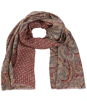 Cremieux Shape Paisley Silk Neck Scarf