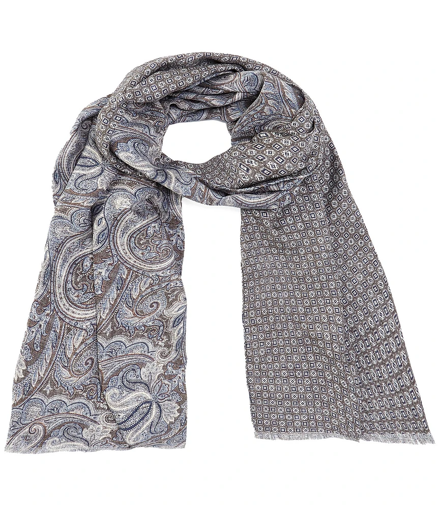 Cremieux Shape Paisley Silk Neck Scarf