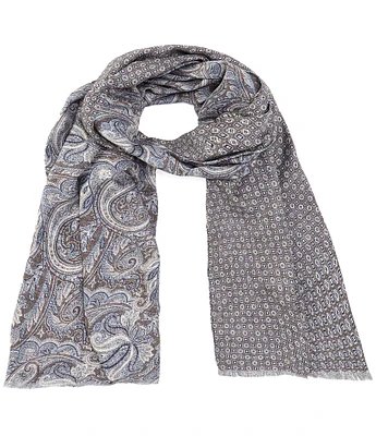 Cremieux Shape Paisley Silk Neck Scarf