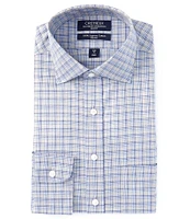 Cremieux Slim Fit Non-Iron Spread Collar Checked Melange Twill Dress Shirt