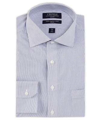 Cremieux Slim Fit Non-Iron Spread Collar Fine Line Stripe Twill Dress Shirt