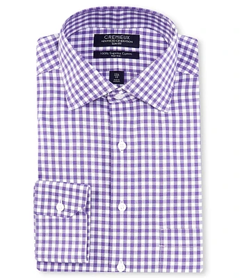 Cremieux Slim Fit Non-Iron Spread Collar Gingham Long Sleeve Oxford Dress Shirt