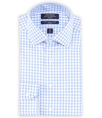 Cremieux Slim Fit Non-Iron Spread Collar Gingham Oxford Dress Shirt