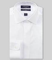 Cremieux Slim Fit Non-Iron Spread Collar Texture Solid Herringbone Dress Shirt