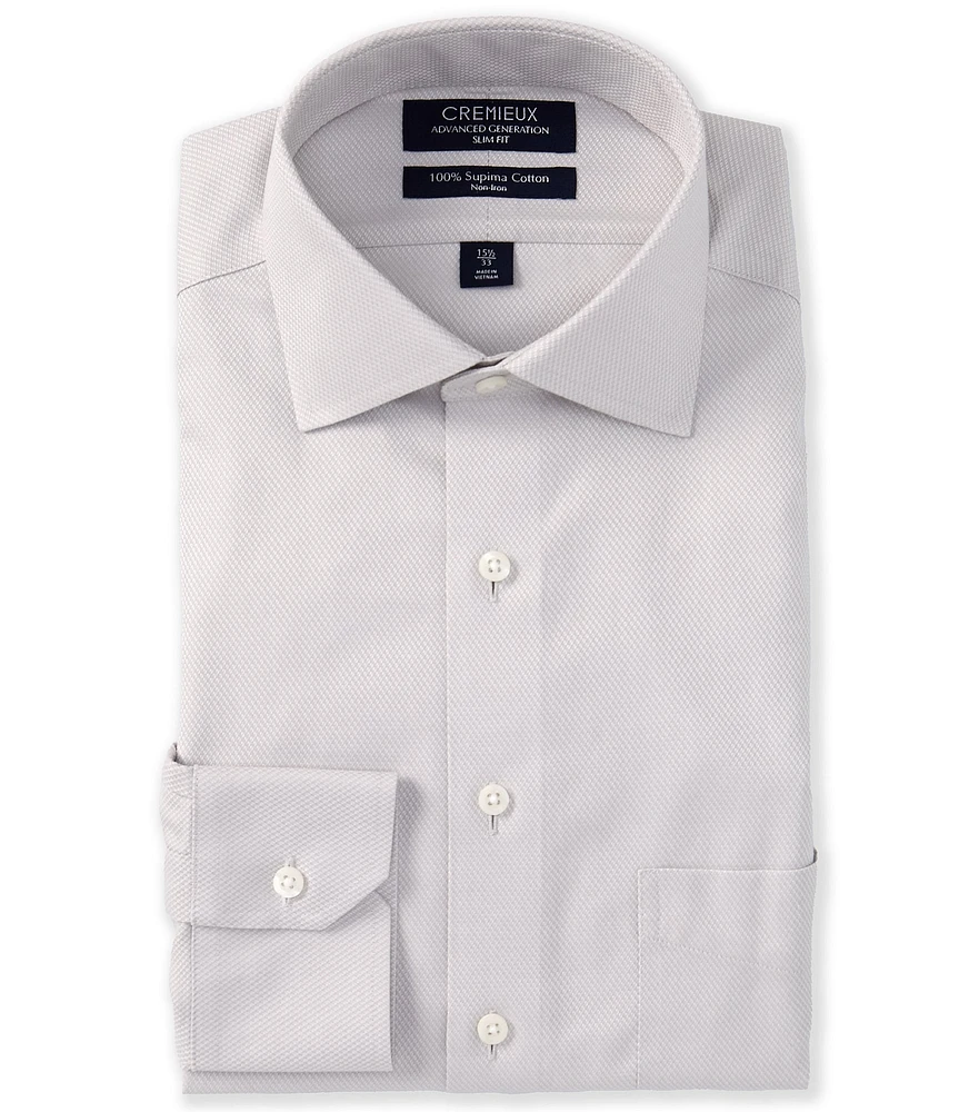 Cremieux Slim Fit Non-Iron Spread Collar Textured Solid Dress Shirt