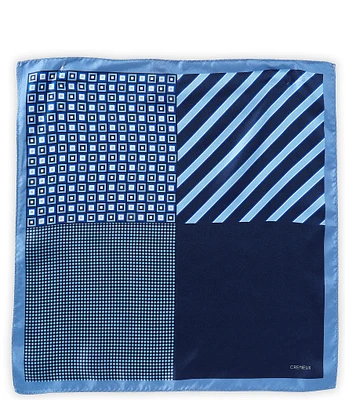 Cremieux Squares Stripes 4 Square Silk Pocket Square