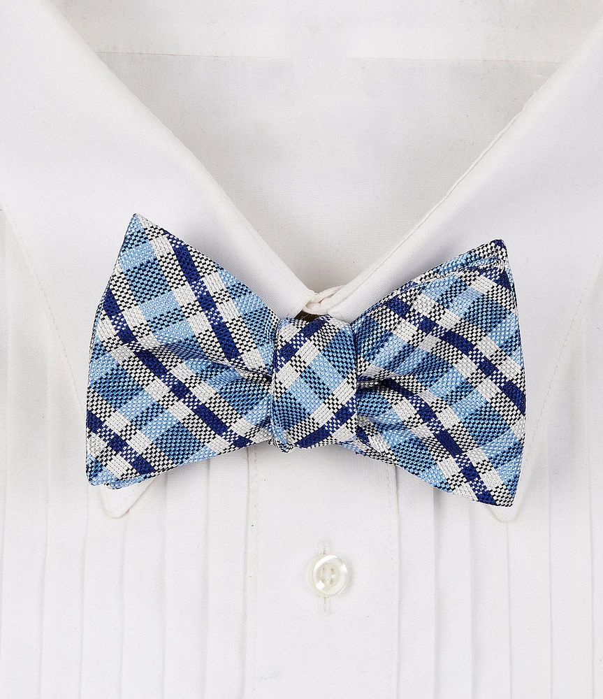 Cremieux Thin Plaid Woven Silk Bow Tie