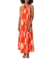 CROSBY by Mollie Burch Cleo Printed Crisscross Halter Neck Self Tie Sleeveless Maxi Dress